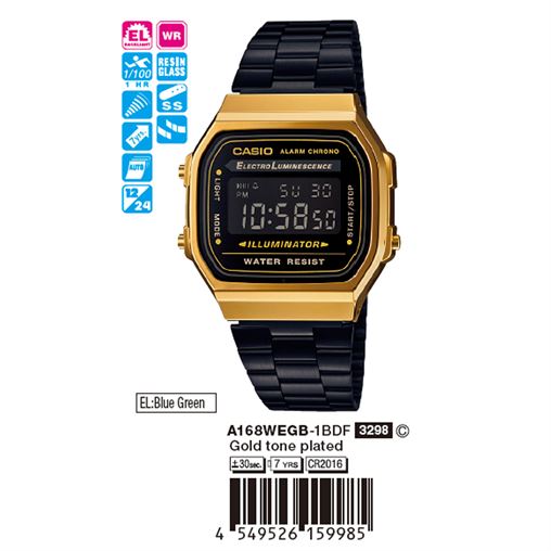 ساعت مچی اورجینال کاسیو جنرال کد رفرنس A168WEGB-1B