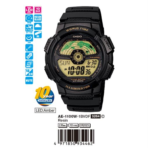 ساعت مچی اورجینال کاسیو جنرال کد رفرنس AE-1100W-1B