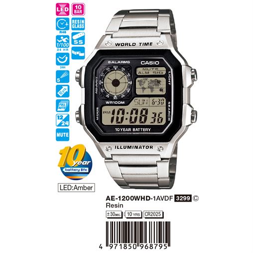 ساعت مچی اورجینال کاسیو جنرال کد رفرنس AE-1200WHD-1A