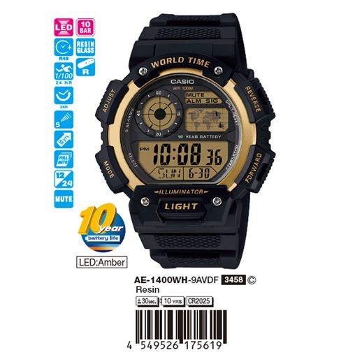 ساعت مچی اورجینال کاسیو جنرال کد رفرنس AE-1400WH-9A