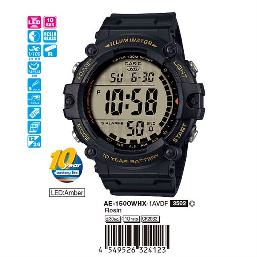 ساعت مچی اورجینال کاسیو جنرال کد رفرنس AE-1500WHX-1A