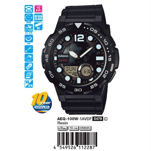 ساعت مچی اورجینال کاسیو جنرال کد رفرنس AEQ-100W-1A
