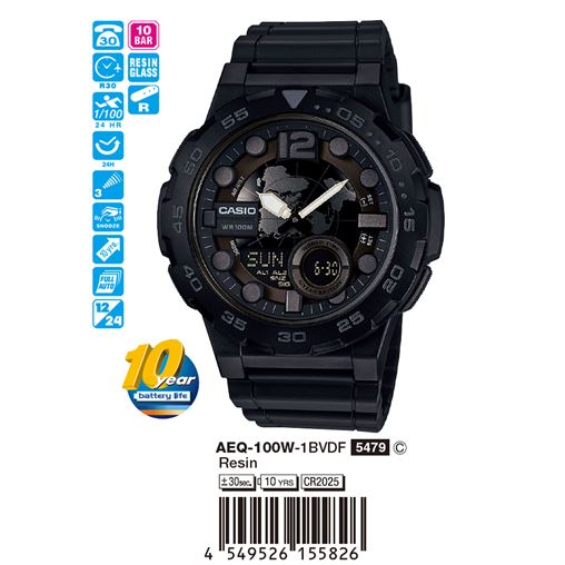 ساعت مچی اورجینال کاسیو جنرال کد رفرنس AEQ-100W-1B