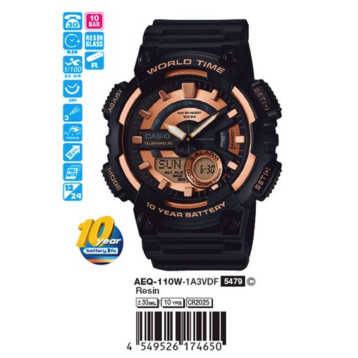 ساعت مچی اورجینال کاسیو جنرال کد رفرنس AEQ-110W-1A3