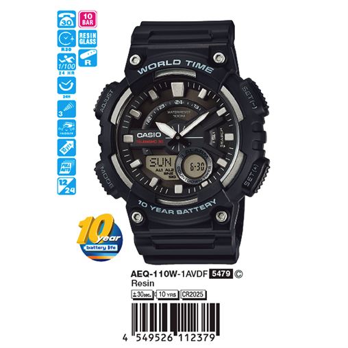 ساعت مچی اورجینال کاسیو جنرال کد رفرنس AEQ-110W-1A