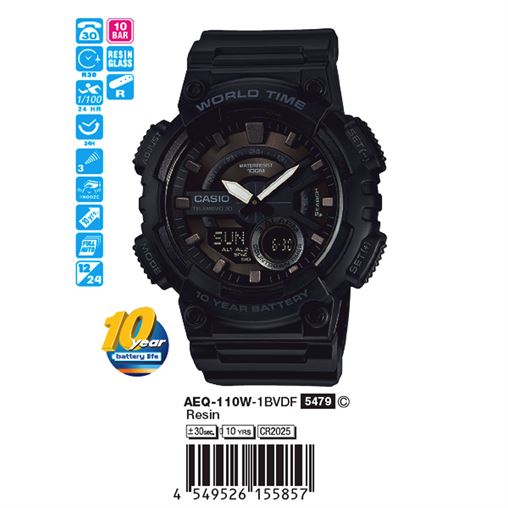 ساعت مچی اورجینال کاسیو جنرال کد رفرنس AEQ-110W-1B
