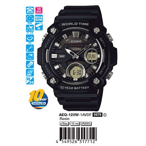 ساعت مچی اورجینال کاسیو جنرال کد رفرنس AEQ-120W-1A