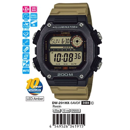 ساعت مچی اورجینال کاسیو جنرال کد رفرنس DW-291HX-5A
