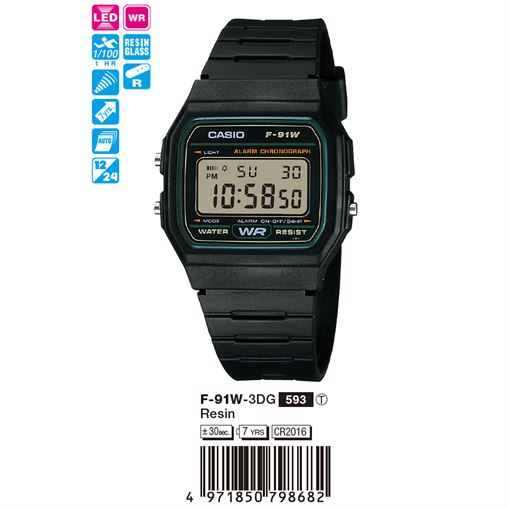 ساعت مچی اورجینال کاسیو جنرال کد رفرنس F-91W-3D