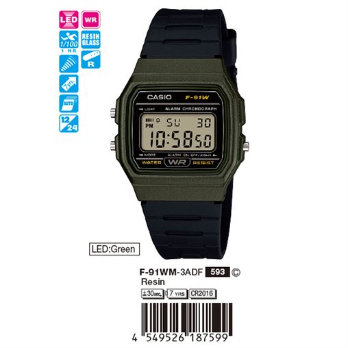 ساعت مچی اورجینال کاسیو جنرال کد رفرنس F-91WM-3A