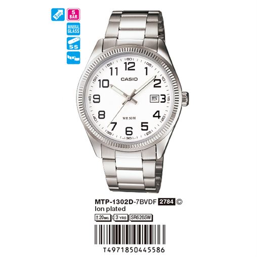 ساعت مچی اورجینال کاسیو جنرال کد رفرنس MTP-1302D-7B