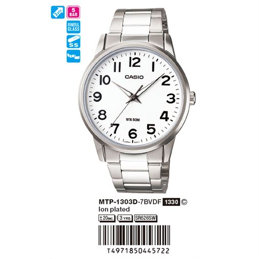 ساعت مچی اورجینال کاسیو جنرال کد رفرنس MTP-1303D-7B
