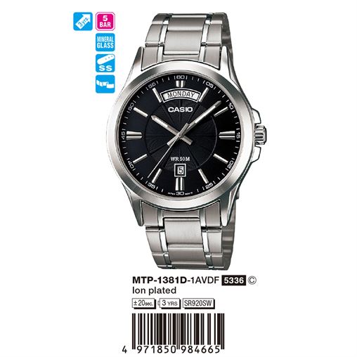 ساعت مچی اورجینال کاسیو جنرال کد رفرنس MTP-1381D-1A