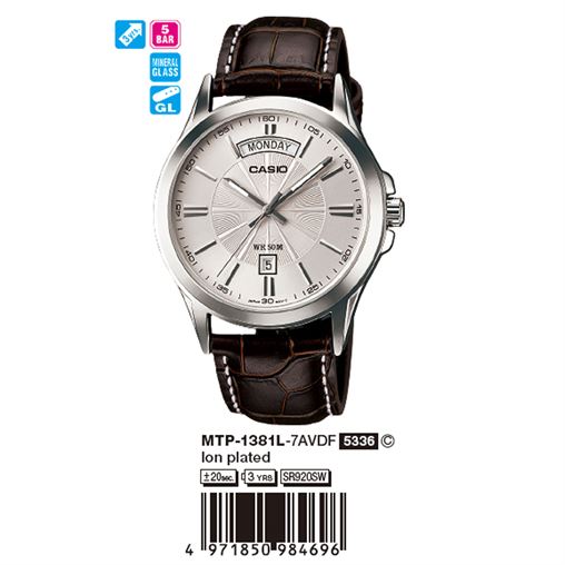 ساعت مچی اورجینال کاسیو جنرال کد رفرنس MTP-1381L-7A