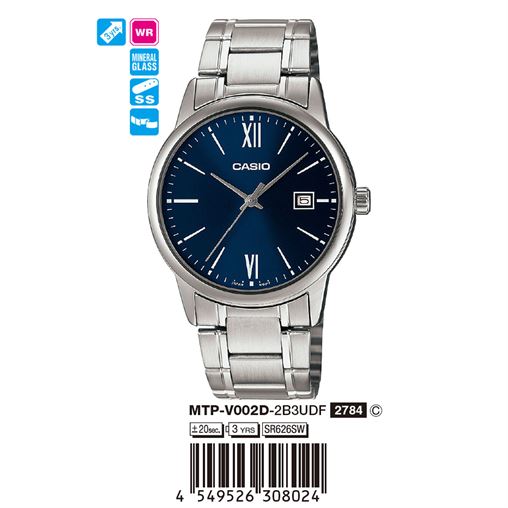 ساعت مچی اورجینال کاسیو جنرال کد رفرنس MTP-V002D-2B3