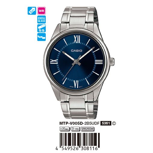 ساعت مچی اورجینال کاسیو جنرال کد رفرنس MTP-V005D-2B5