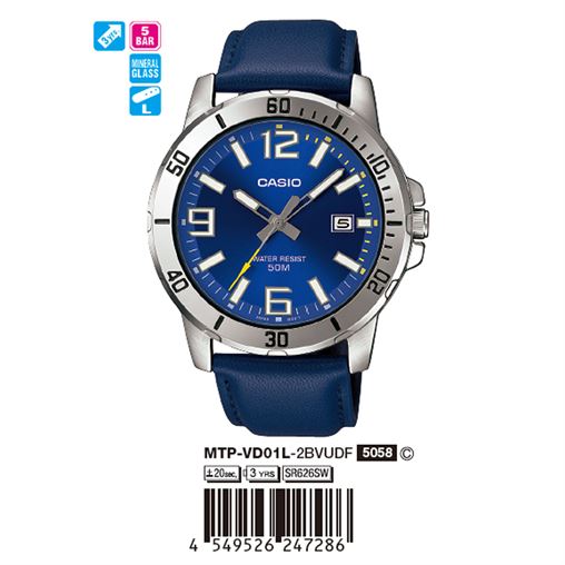 ساعت مچی اورجینال کاسیو جنرال کد رفرنس MTP-VD01L-2B