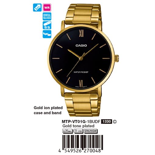 ساعت مچی اورجینال کاسیو جنرال کد رفرنس MTP-VT01G-1B