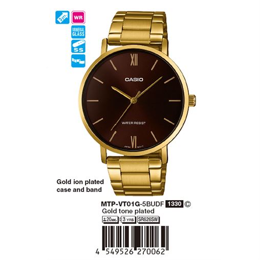 ساعت مچی اورجینال کاسیو جنرال کد رفرنس MTP-VT01G-5B