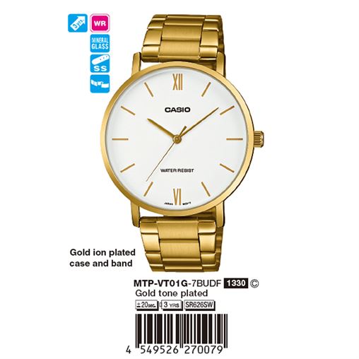 ساعت مچی اورجینال کاسیو جنرال کد رفرنس MTP-VT01G-7B